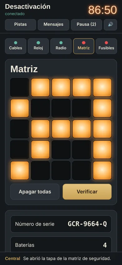 Defusal phone: the security grid and the serial number
